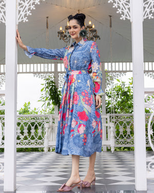 Pressed Flower Shirt Dress