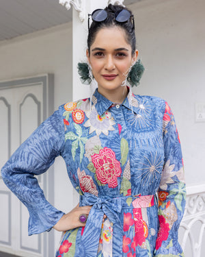 Pressed Flower Shirt Dress