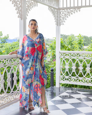 Indigo Bloom Kaftan Set