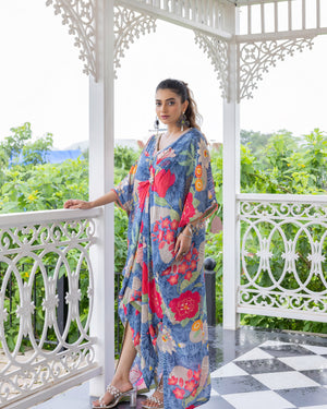 Indigo Bloom Kaftan Set
