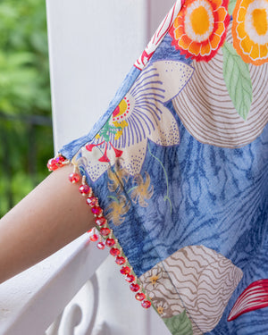 Indigo Bloom Kaftan Set