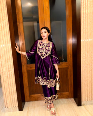 Priyanka Raina In Rich Purple Chanderi Silk Suit Set