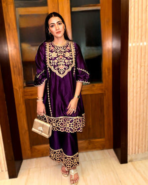 Priyanka Raina In Rich Purple Chanderi Silk Suit Set