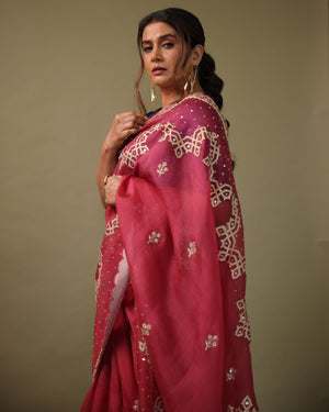 Sonali Kulkarni in Berry Dori Embroidered Organza Saree