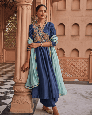 Emerald Blue Anarkali Set