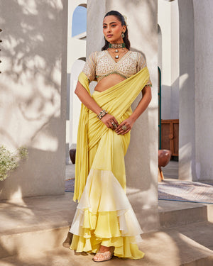 Lemon Pop Drape Saree